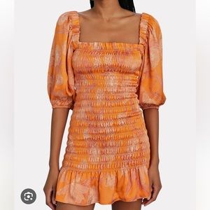 Alexis smocked, floral, minidress with puff sleeves